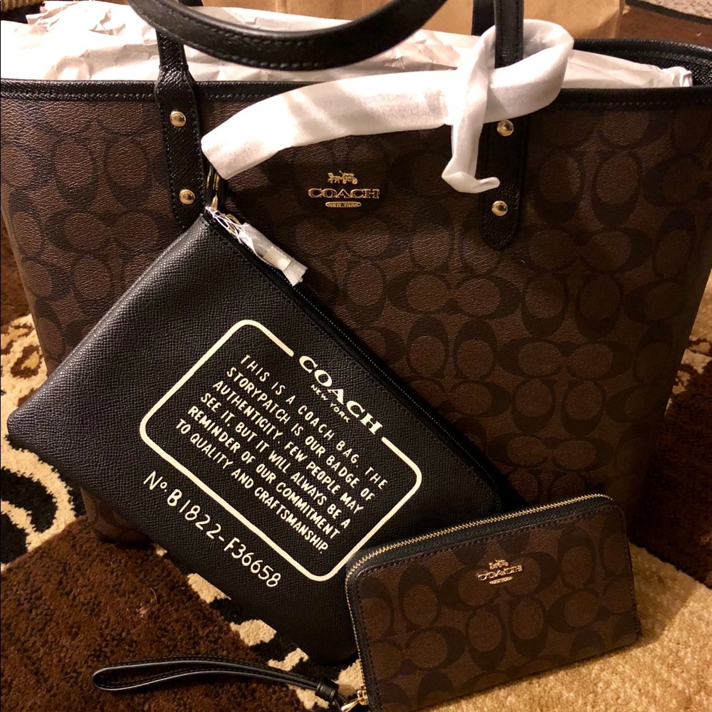 Coach Reversible Tote and Wallet Set